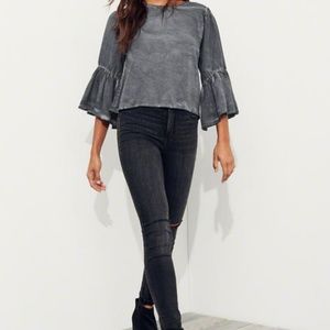 Hollister Oversized Ruffle-Sleeve Top
